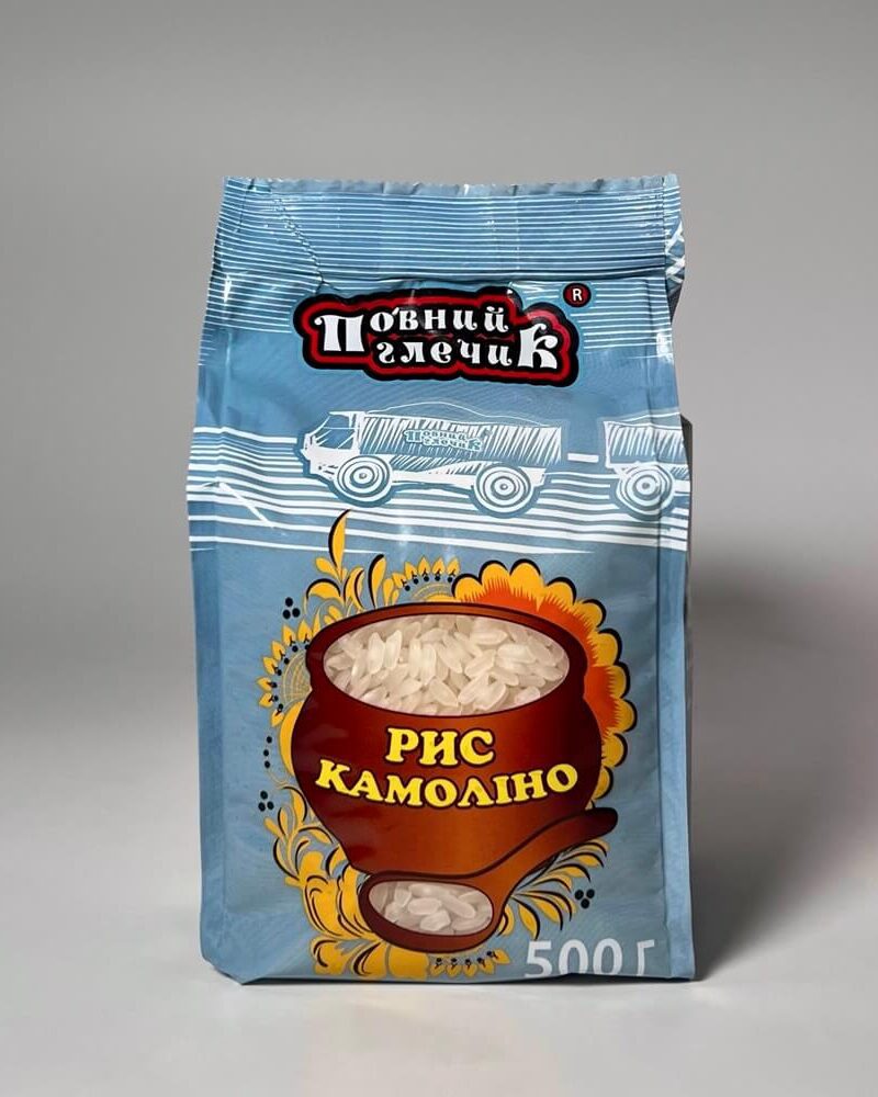 Крупа рисова фасована КАМОЛІНО ТМ ПОВНИЙ ГЛЕЧИК,500 гр